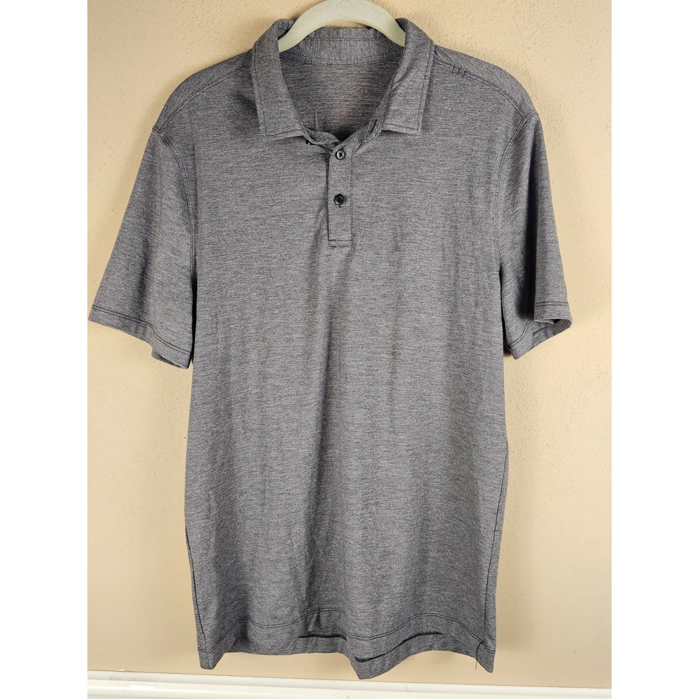Lululemon Mens Gray Short Sleeve Polo Shirt Small